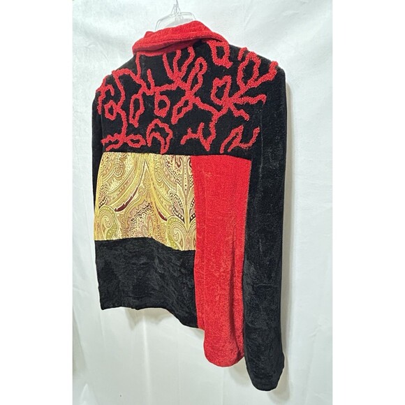 Julia Kim Womens Large Artsy Block Patchwork Rayon Jacket - Picture 11 of 13